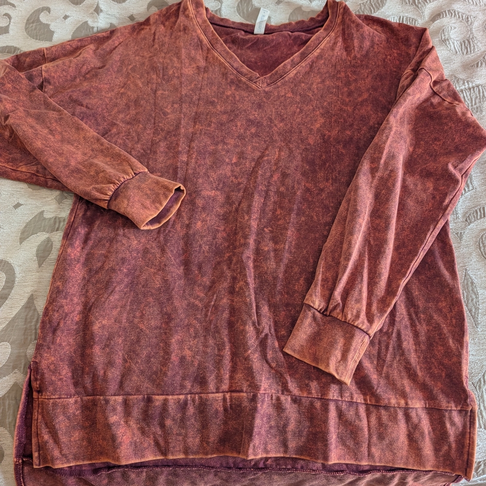 Rustic V-Neck Long Sleeve Top